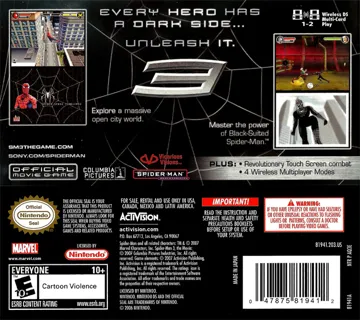 Spider-Man 3 (USA) box cover back